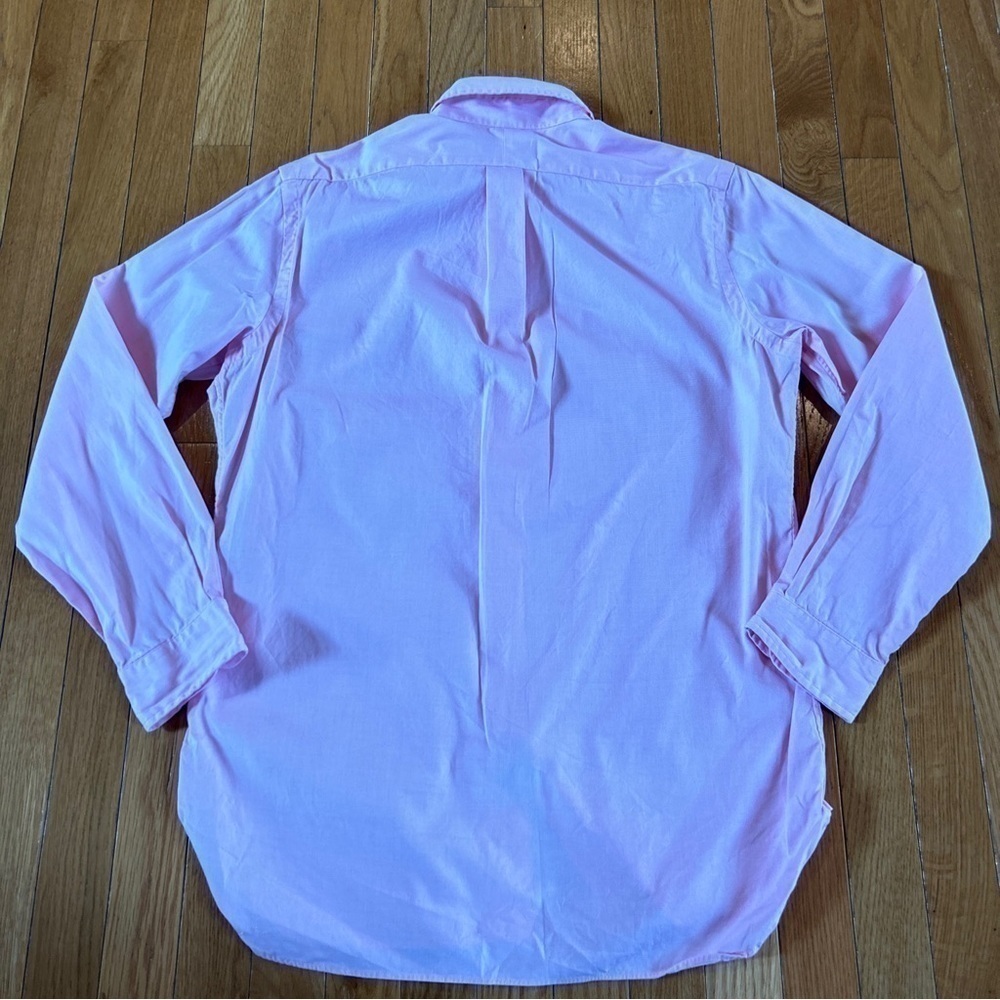 Ralph Lauren Logo Button Down Front Long Sleeve Dress Pink Shirt Men Sz 15 32/33 - Picture 5 of 5